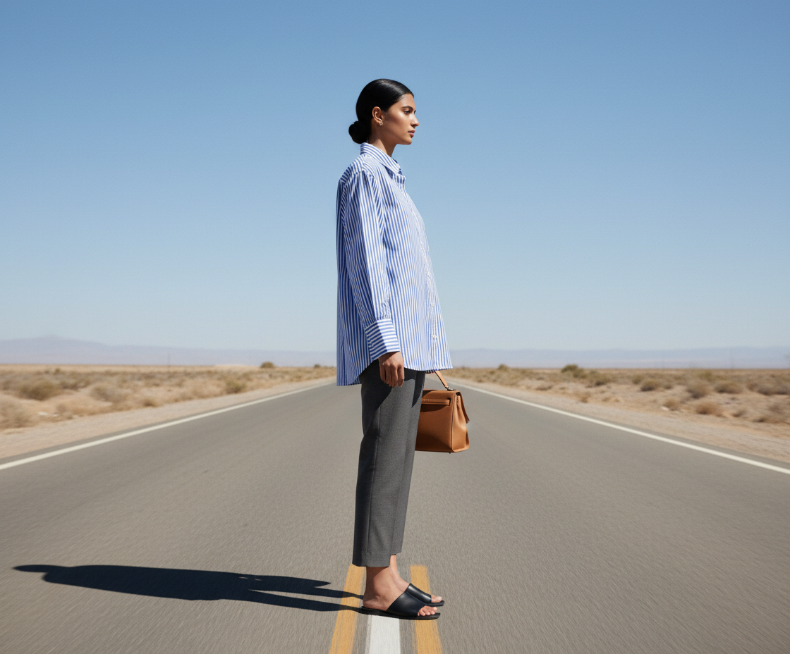 Blue and White Striped Dress Shirt - JENNYFER Bonnare Style