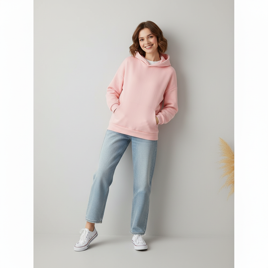 Cozy Pink Fleece Hoodie for All-Day Comfort