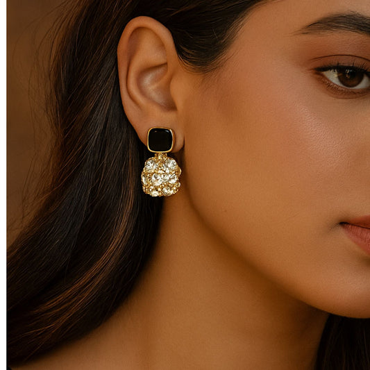 BONNARE Retro Marble Elegant Zircon Korean Earrings