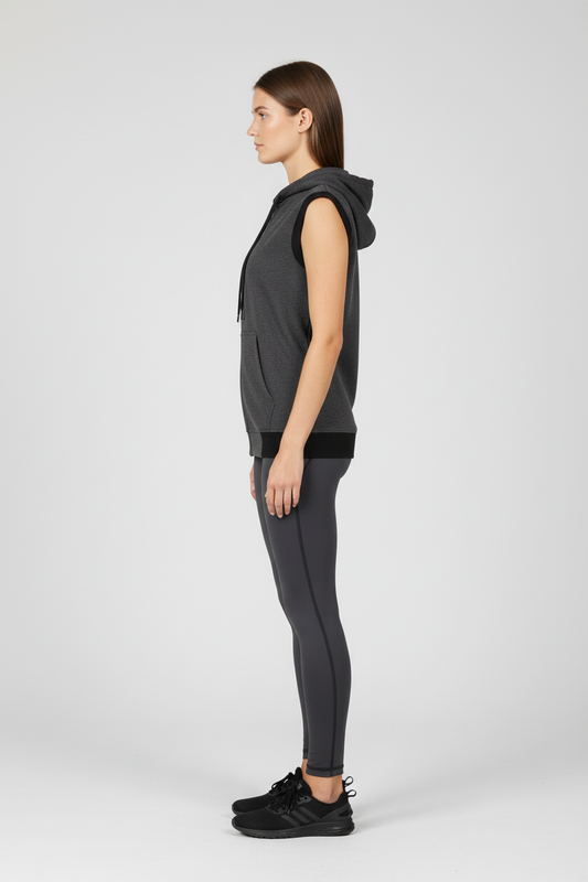 Winter Collection Dark Grey Sleeveless Jacket for Women