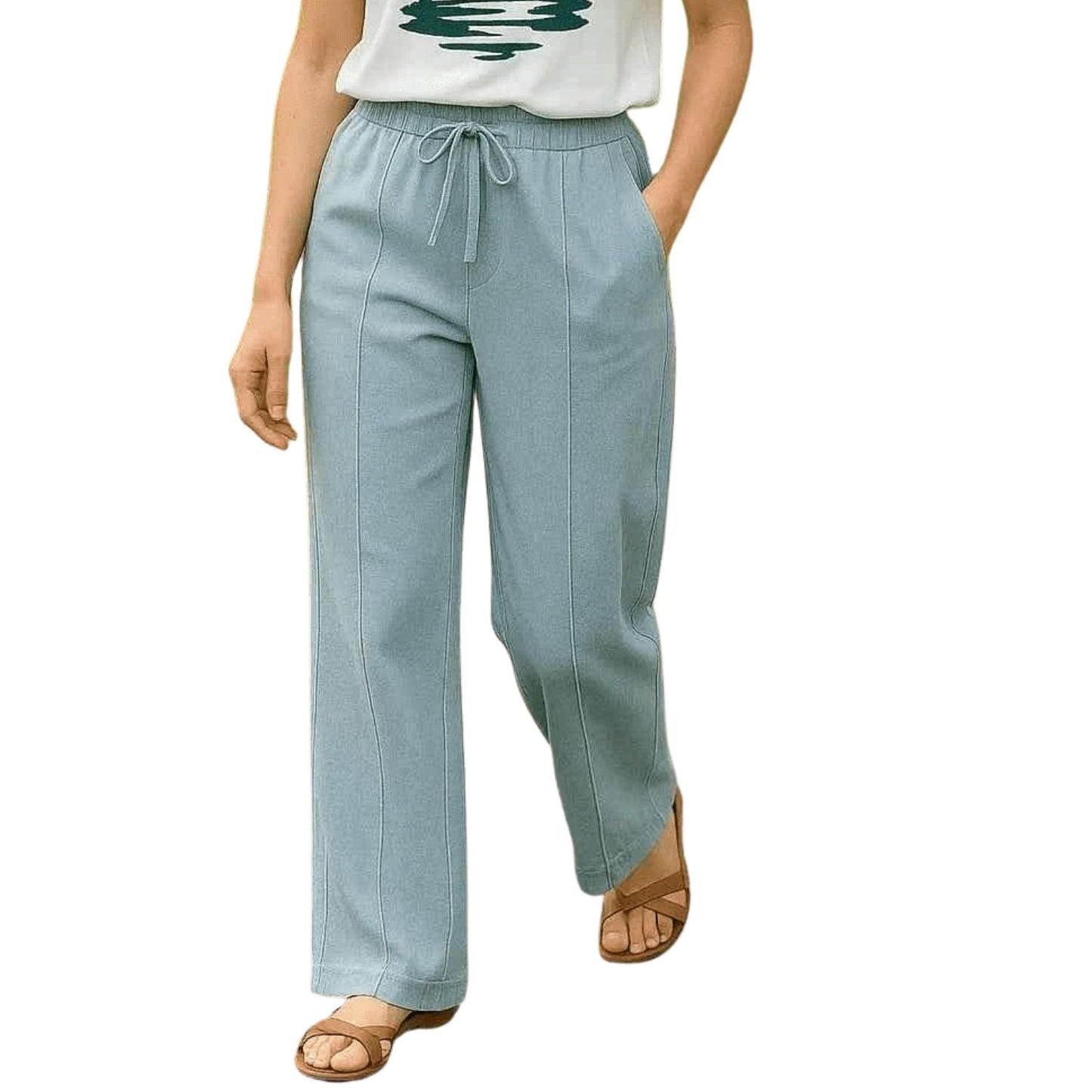 Bonnare Plain Cotton Trousers Bonnare Women