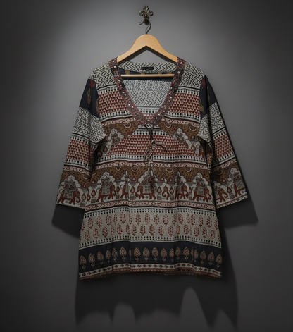 Embellished Elephant Print Tunic Bonnare Style