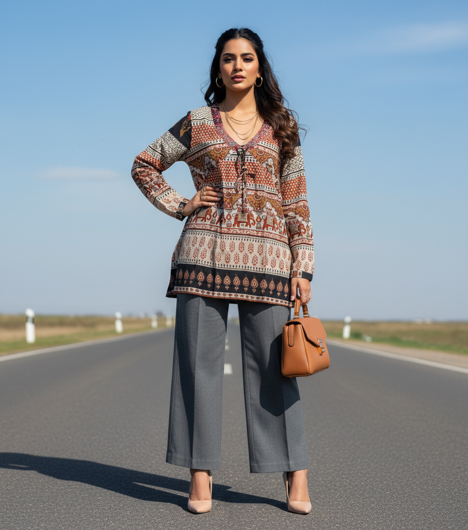 Embellished Elephant Print Tunic Bonnare Style