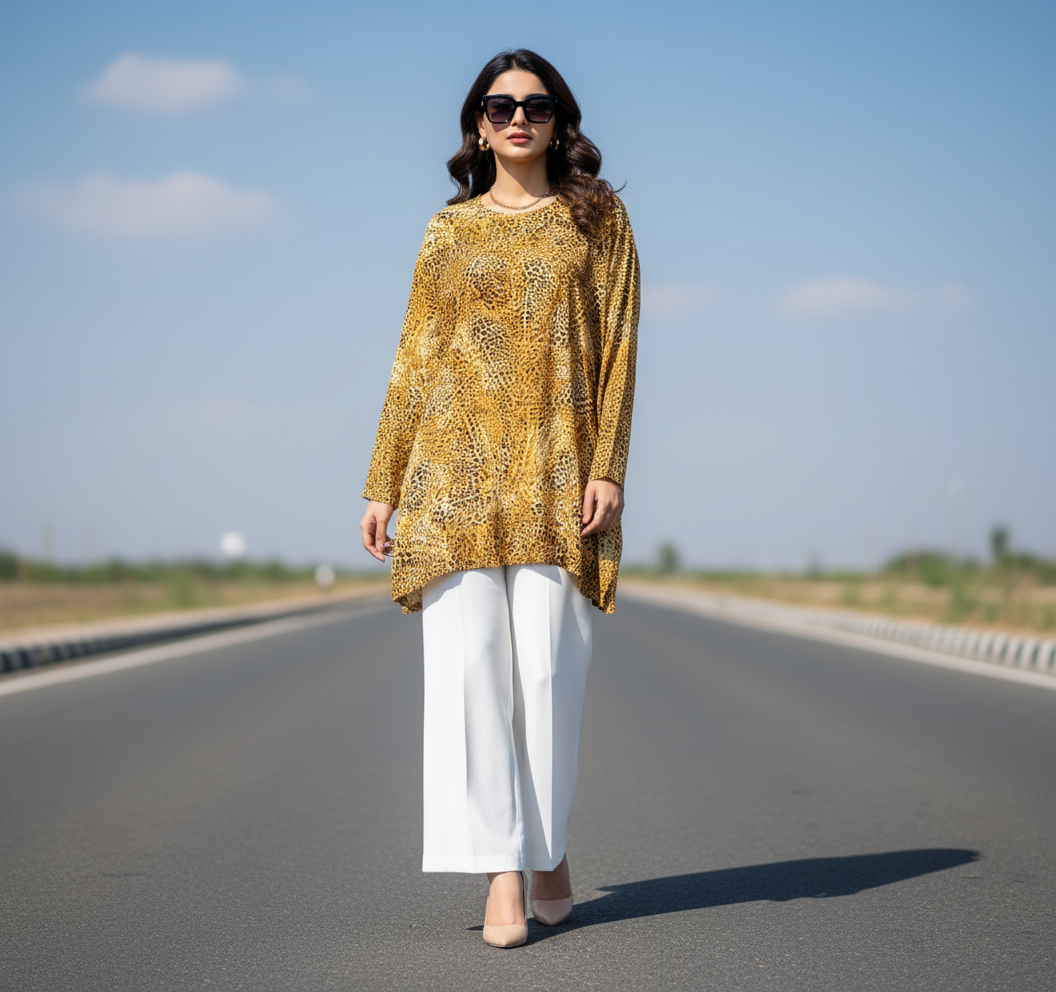 Leopard Print Tunic Style Shirt Bonnare Style
