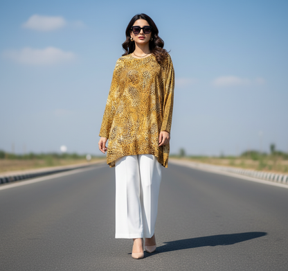 Leopard Print Tunic Style Shirt Bonnare Style