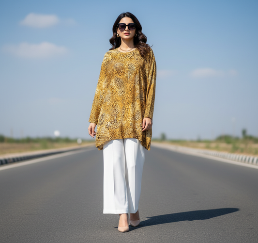 Leopard Print Tunic Style Shirt Bonnare Style