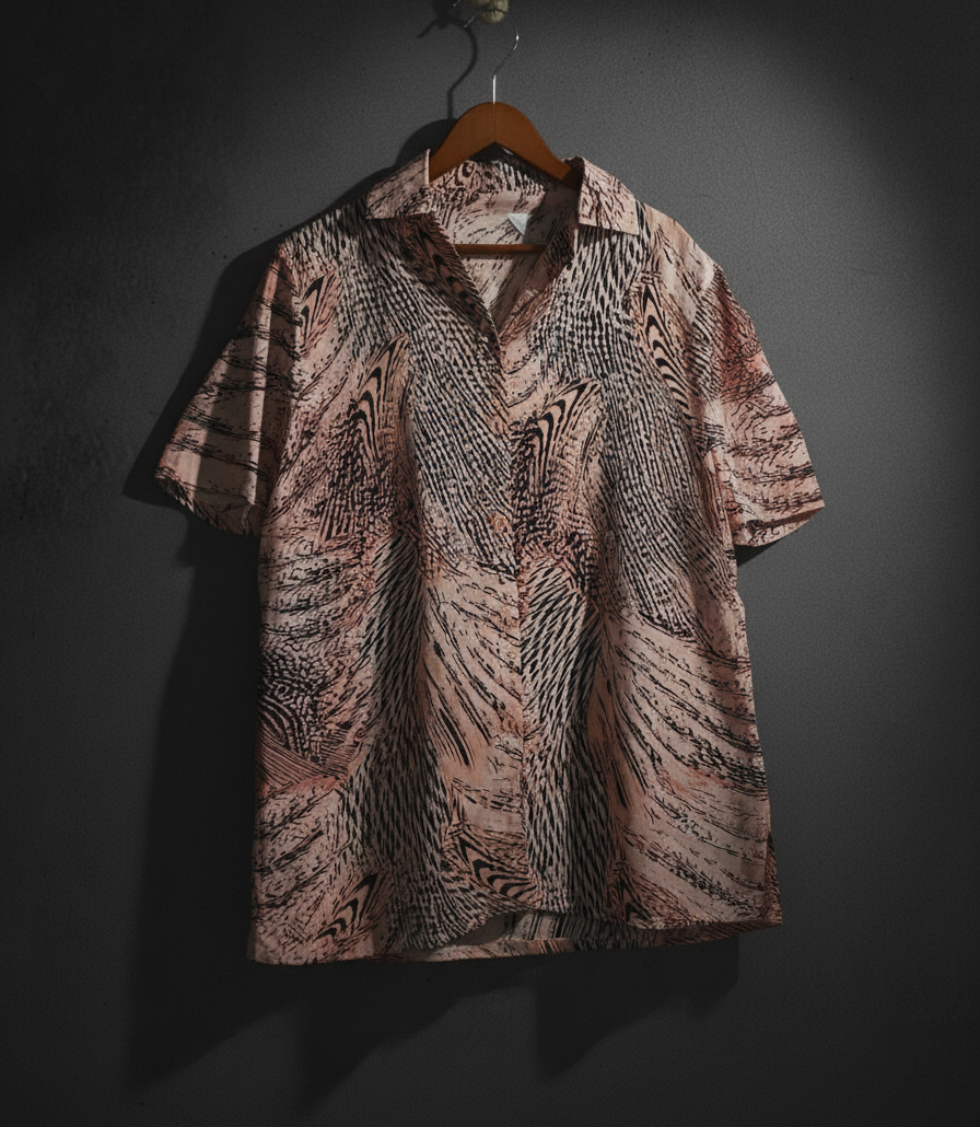 Abstract Print Short Sleeve Shirt Bonnare Style