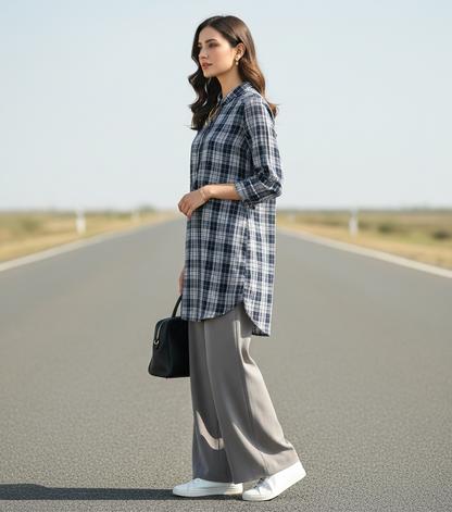 Plaid Tunic Style Shirt - ESPIRIT Bonnare Style