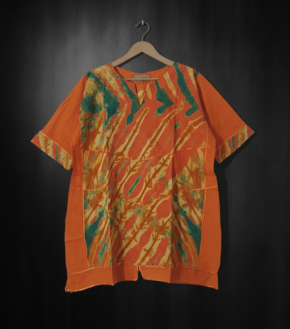 Orange Batik Panel Tunic-TAIF Bonnare Style