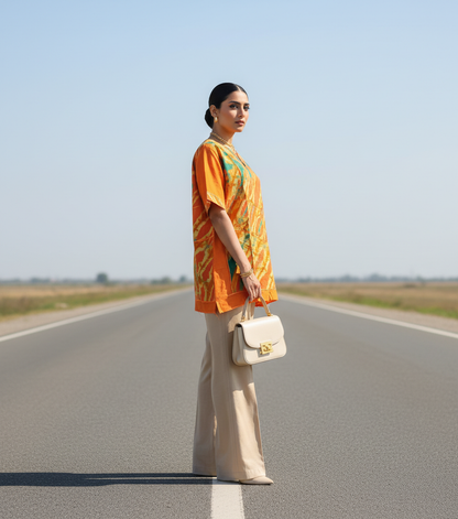 Orange Batik Panel Tunic-TAIF Bonnare Style