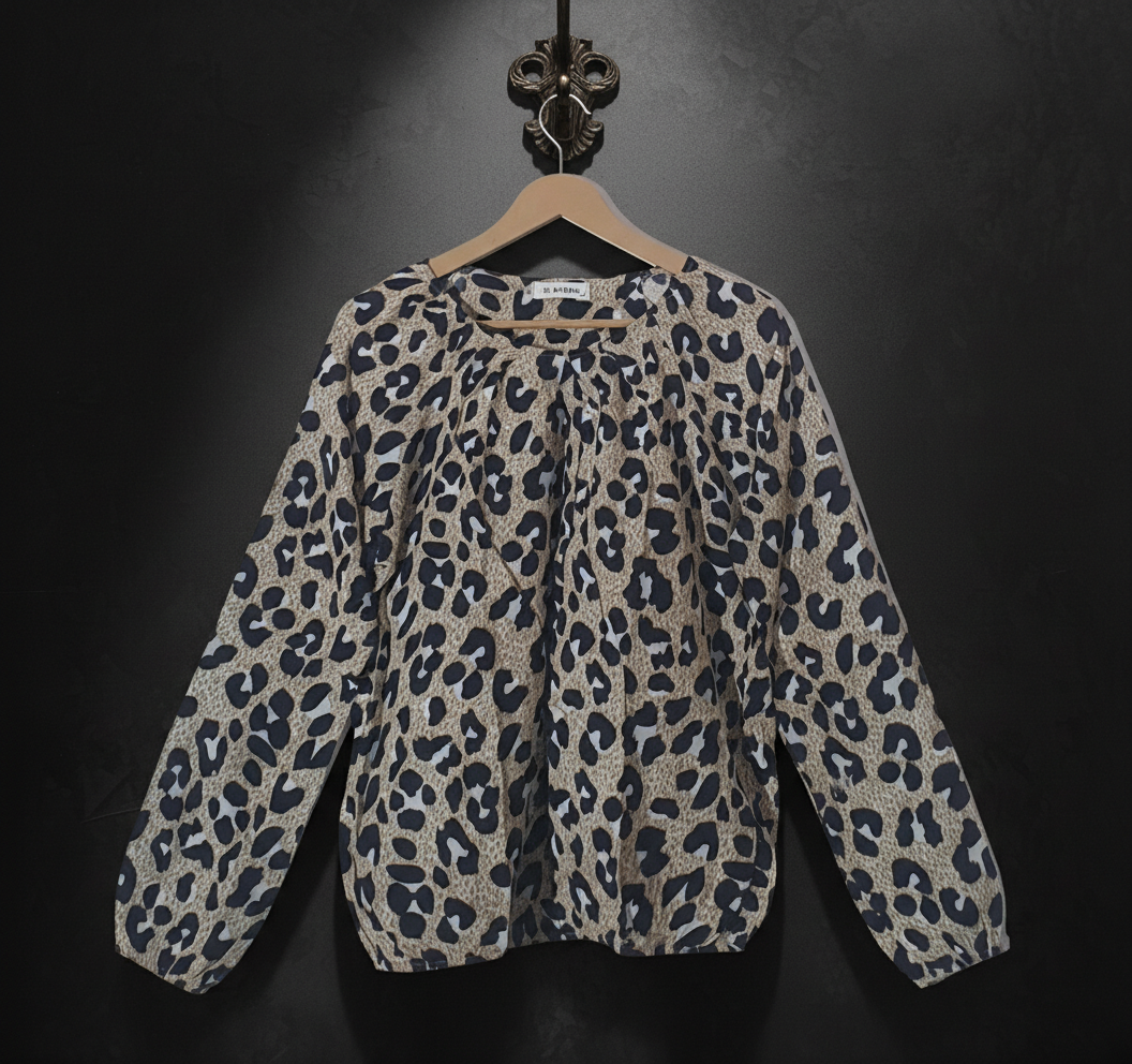 Leopard Print Shirred Blouse - IN SHAPE Bonnare Style