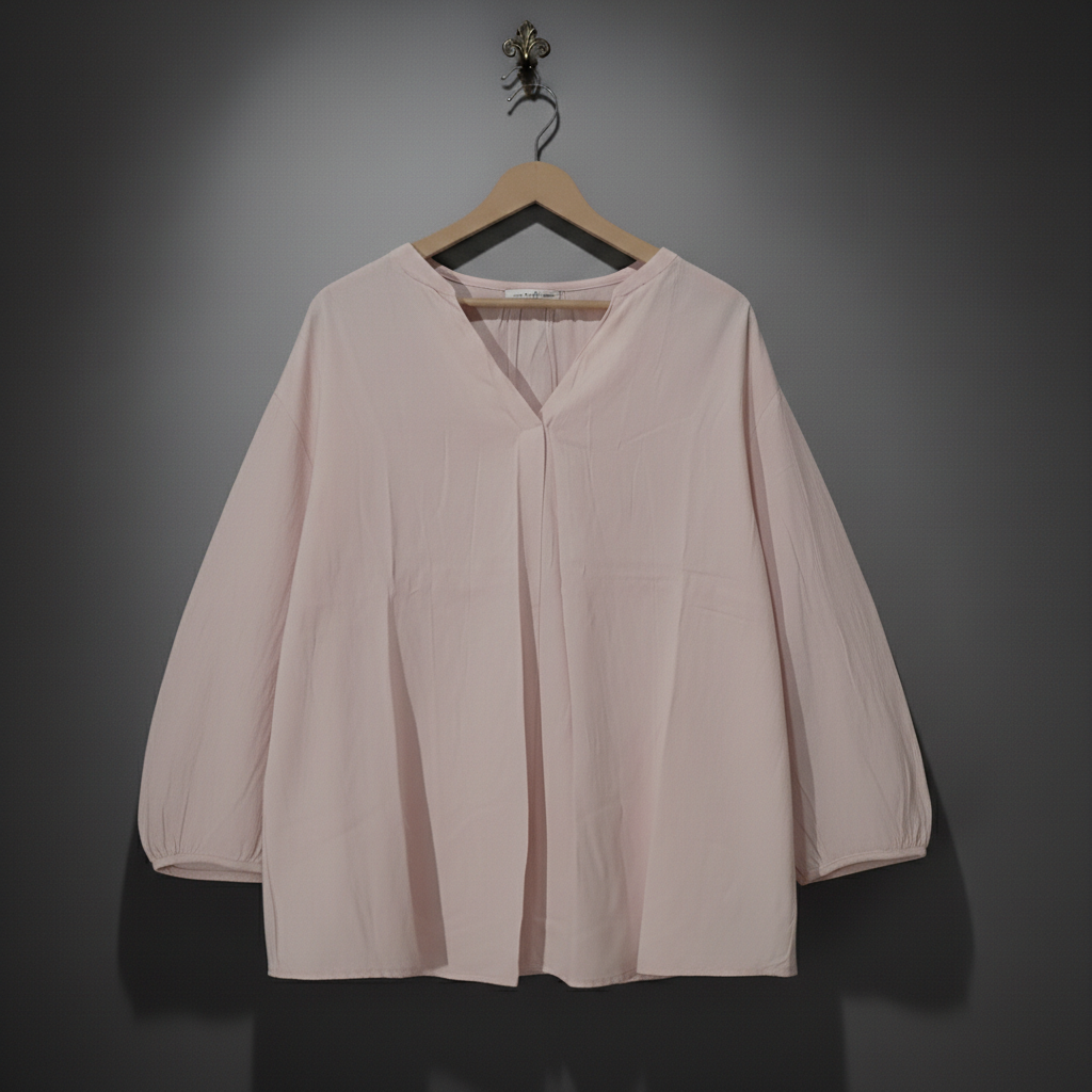 Pale Pink V-Neck Blouse - H&M Bonnare Style