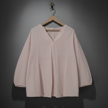 Pale Pink V-Neck Blouse - H&M Bonnare Style