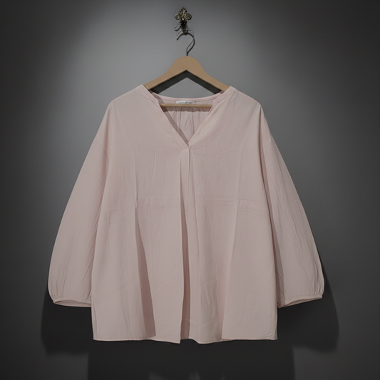Pale Pink V-Neck Blouse - H&M Bonnare Style