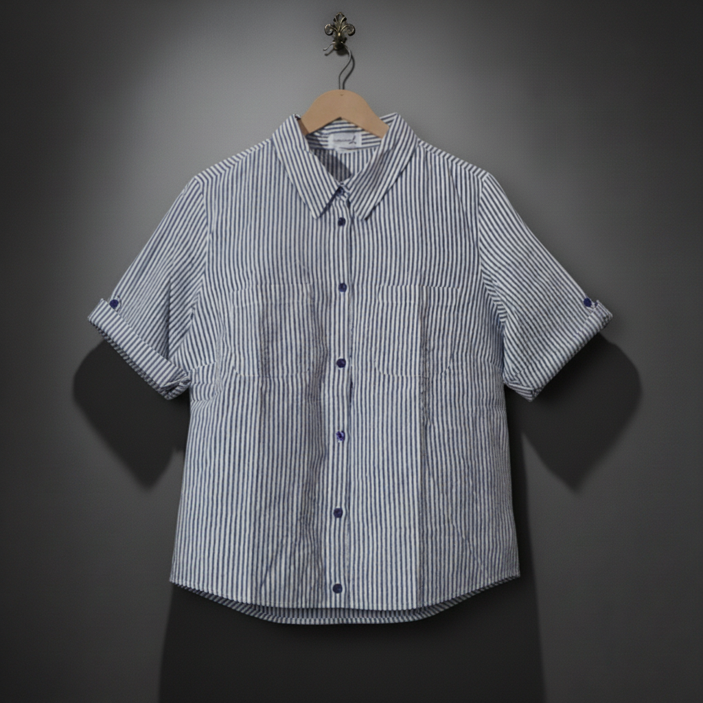 Dramatic Vertical Stripe Blouse - COLLECTION L Bonnare Style