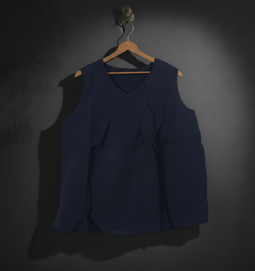 Dark Navy Sleeveless V-Neck Top Bonnare Style