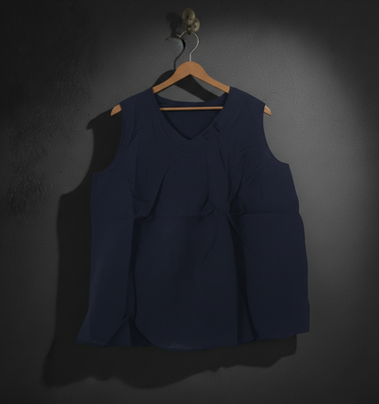 Dark Navy Sleeveless V-Neck Top Bonnare Style