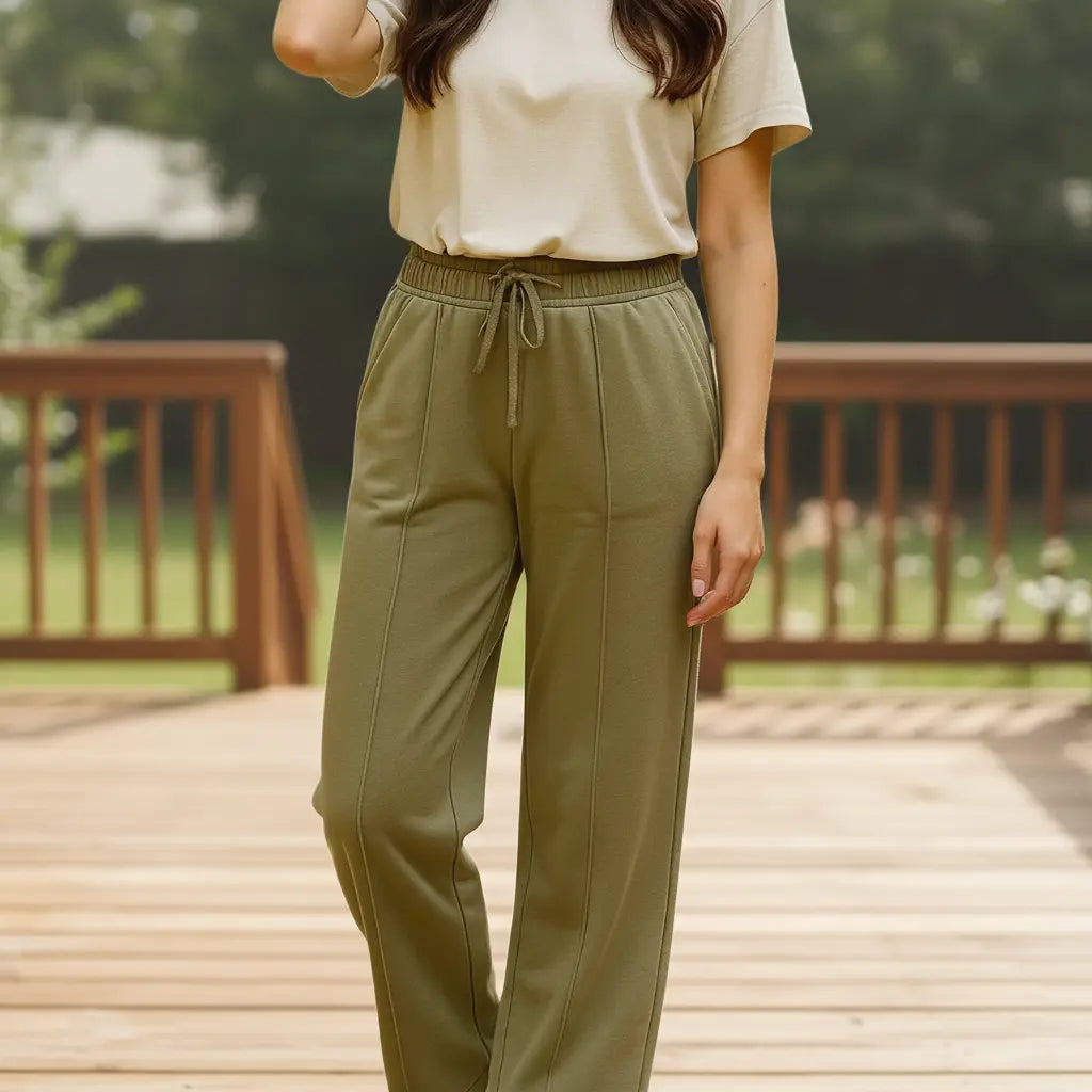 Bonnare Plain Cotton Trousers Bonnare Women