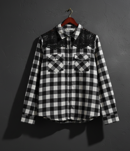 Classic Black & White Checkered Shirt Bonnare Women