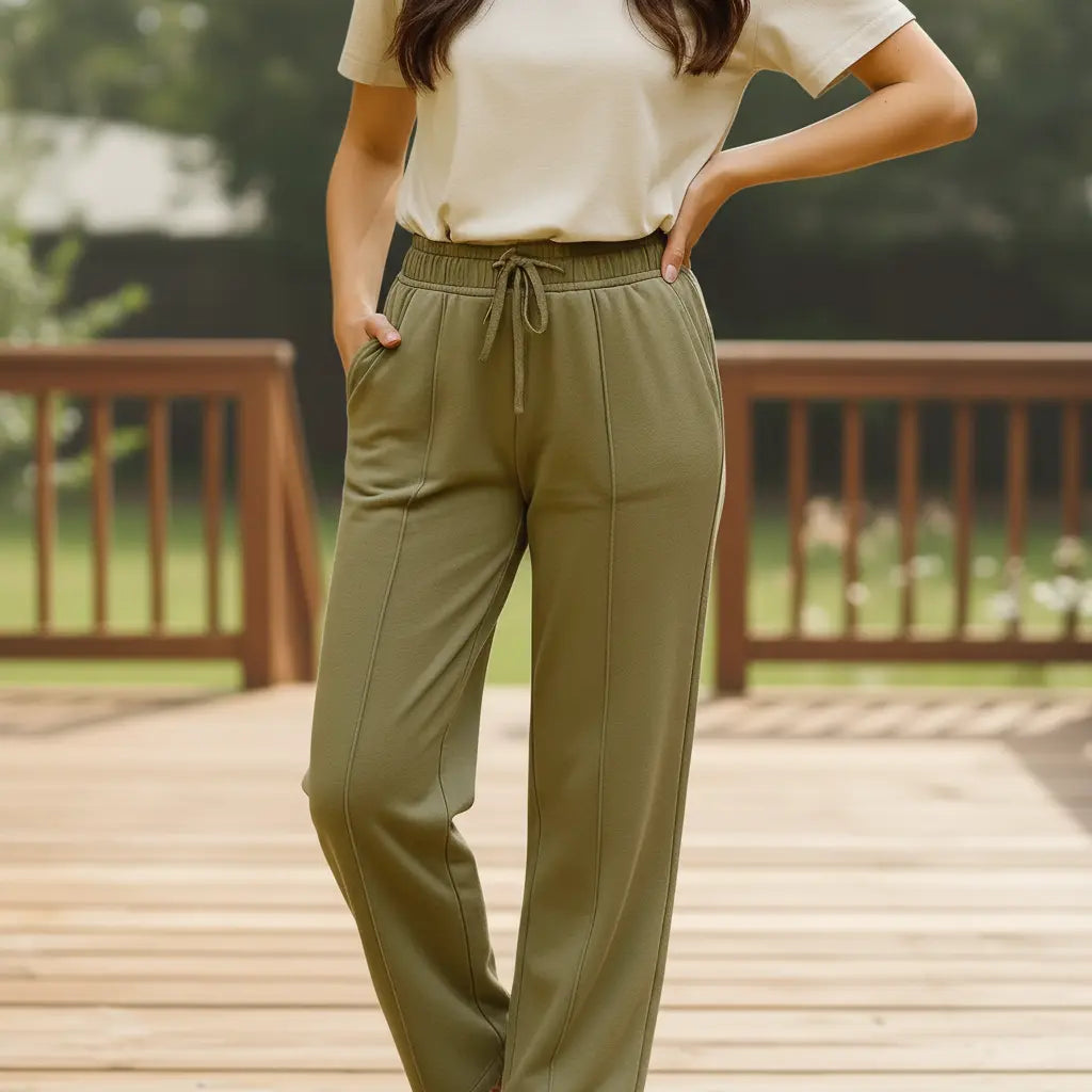 Bonnare Plain Cotton Trousers Bonnare Women