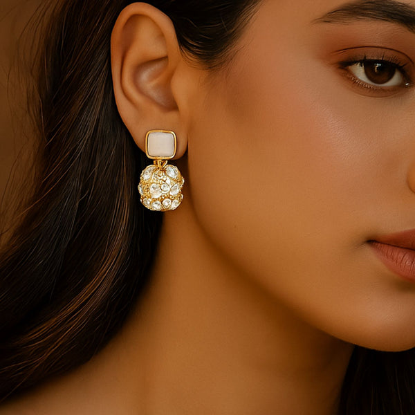 BONNARE Retro Marble Elegant Zircon Korean Earrings