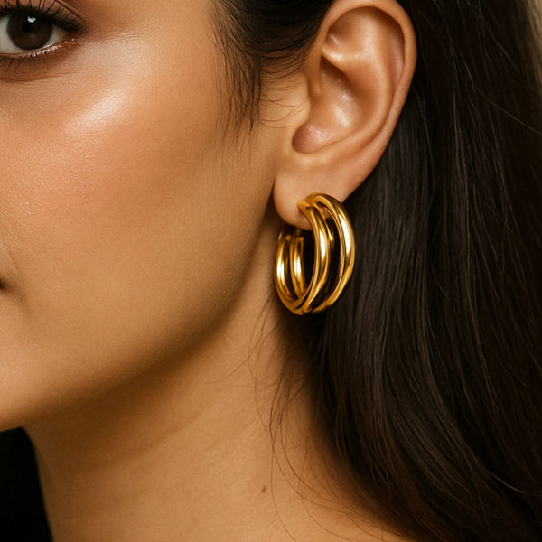 Bonnare Punk Oval Hoop Earrings